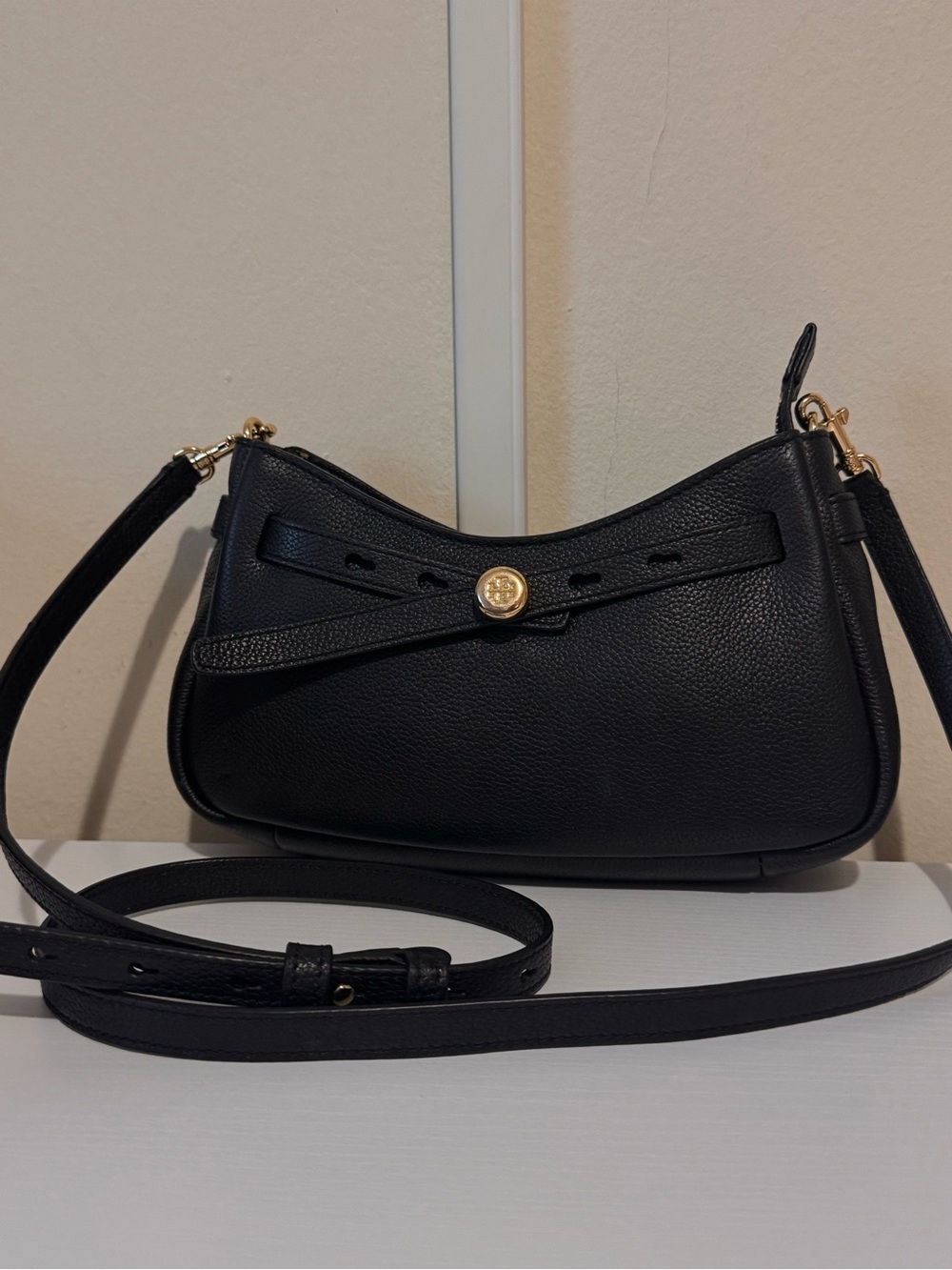 Tory Burch Romy Zip Top Leather Crossbody Bag